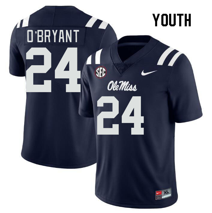 Youth #24 Richard O'Bryant Ole Miss Rebels College Football Jerseys Stitched Sale-Navy